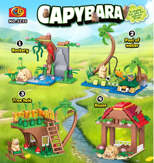 2026 New Creative MOC Farm Capybara Doll Toys Building Blocks Educational Toys Bricks Cartoon Figure for Kids Birthday Gifts